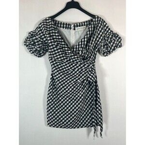 Elegant Black and White Checkered Mini Dress